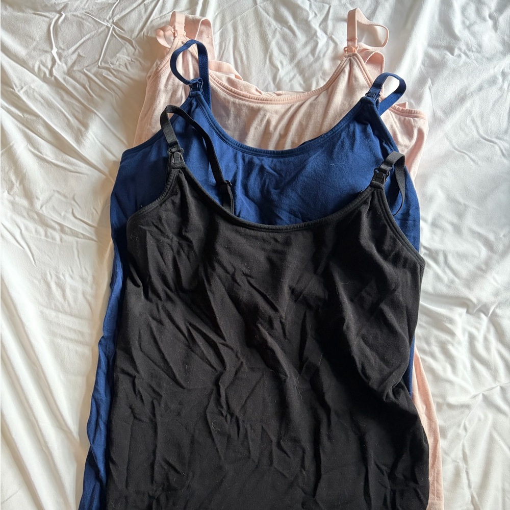 Women's Ribbed Black, Blue, and Pink Maternity Tank Tops